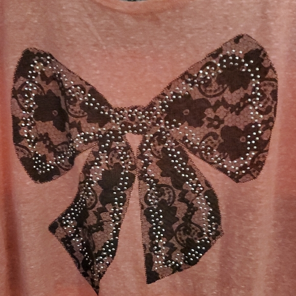 Annabelle Coral Lace Bow Tee - Picture 3 of 4
